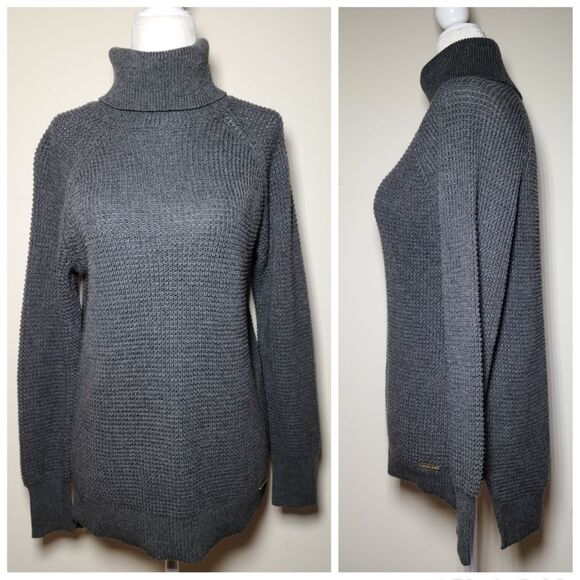 NWT|Michael Kors Grey Knit Long Sleeve Turtleneck Sweater, XS - Picture 1 of 5